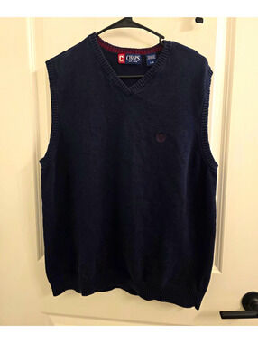 Chaps Ralph Lauren Men's Large Sweater Vest Navy Blue